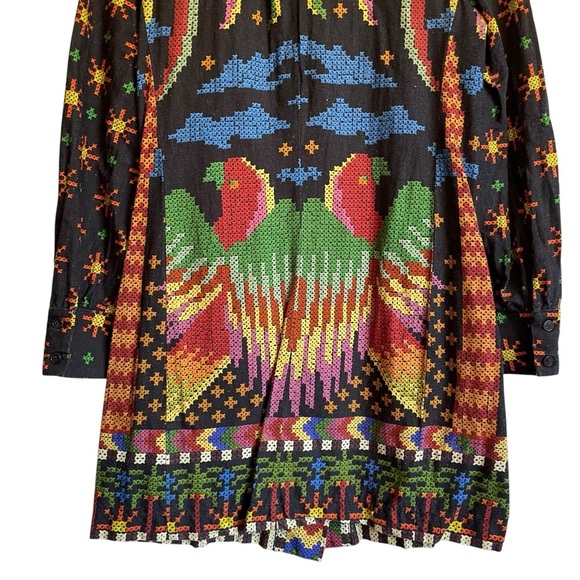 Farm Rio Macaw Night Linen-Blend Mini Dress Pockets Linen Viscose Size XS - Picture 9 of 15